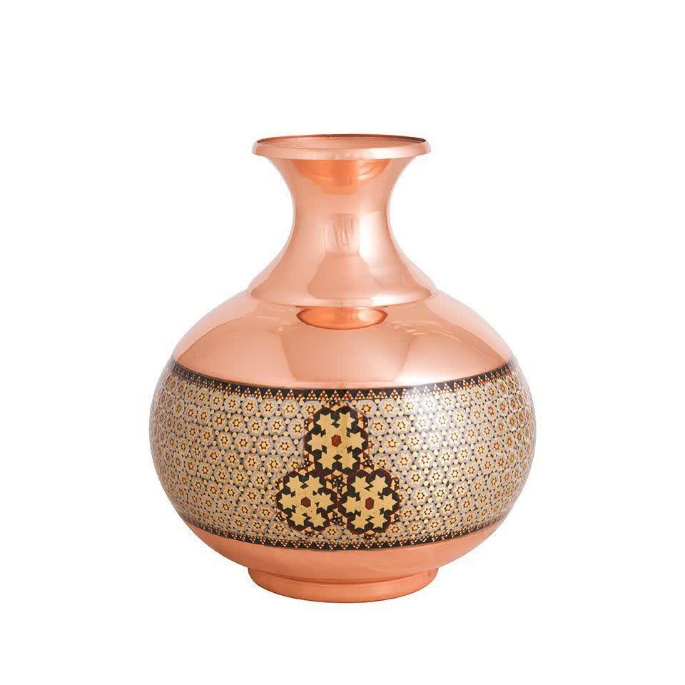 گلدان توپی خاتم کاری