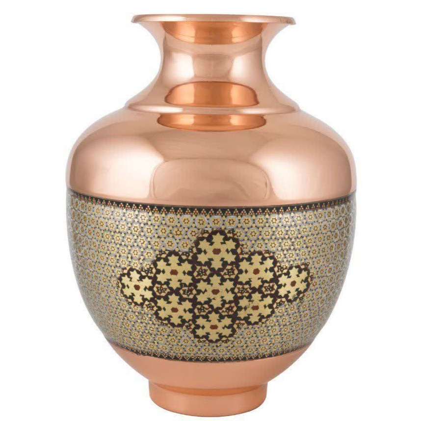 گلدان زرین خاتم کاری 